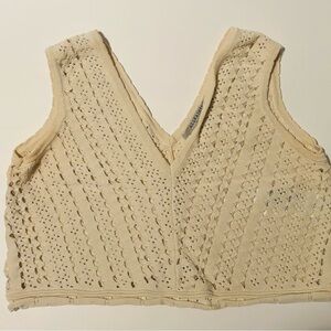 All Saints Beige Crochet Crop Top